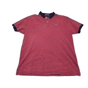 Vineyard Vines Mens Striped Polo Shirt Large Coral Navy Whale Logo‎ Cotton